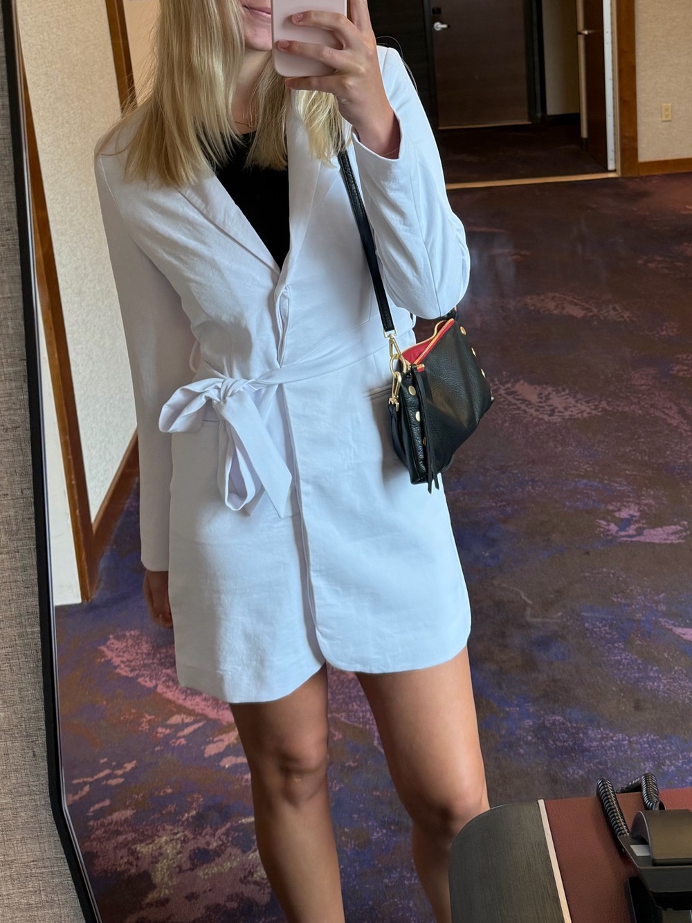 Abercrombie & Fitch White Long-Sleeve Belted Shirt Dress